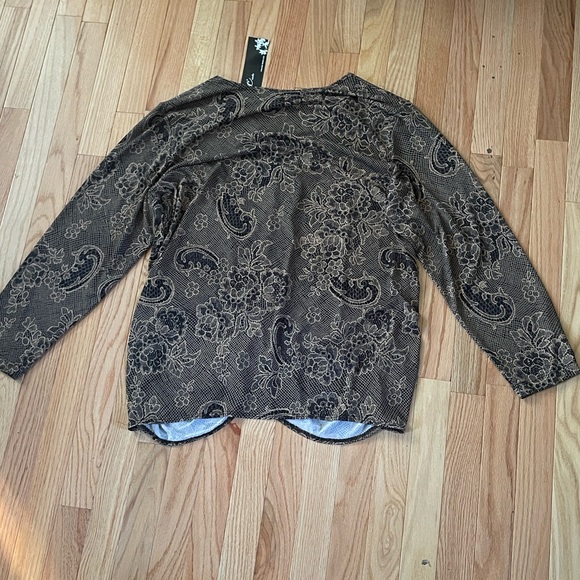 CSC Studio Top Womens 2X Brown Floral Long Sleeve Artsy Boho Romantic Vintage - Picture 9 of 10